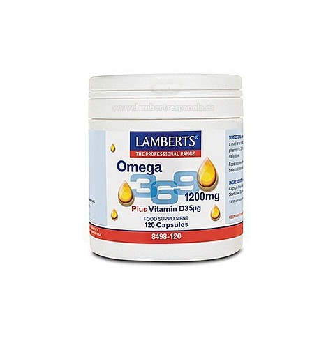 Omega 3,6,9 1200 mg y Vitamina D3 5µg 120 cápsulas Lamberts