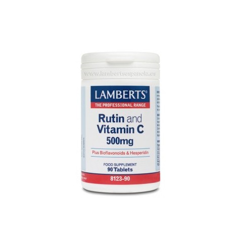RUTINA Y VITAMINA C 500 mg CON BIOFLAVONOIODES 90 TABLETAS LAMBERTS