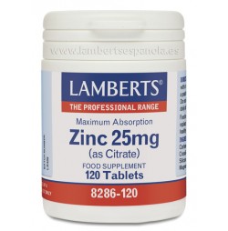 Zinc 25 mg 120 tabletas Lamberts